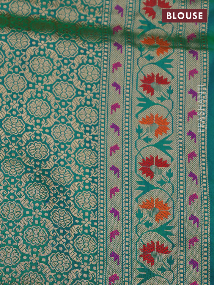 Teal Green Banarasi Uppada Silk Saree - Brocade