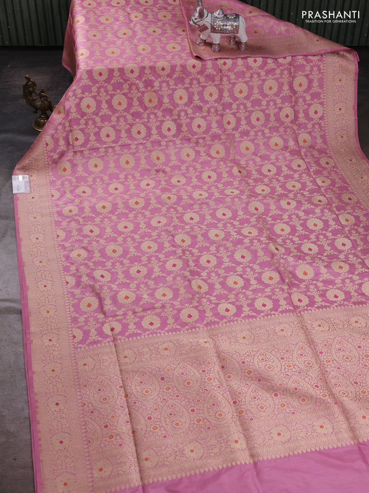 Gajri Pink Banarasi Uppada Silk Saree - Brocade
