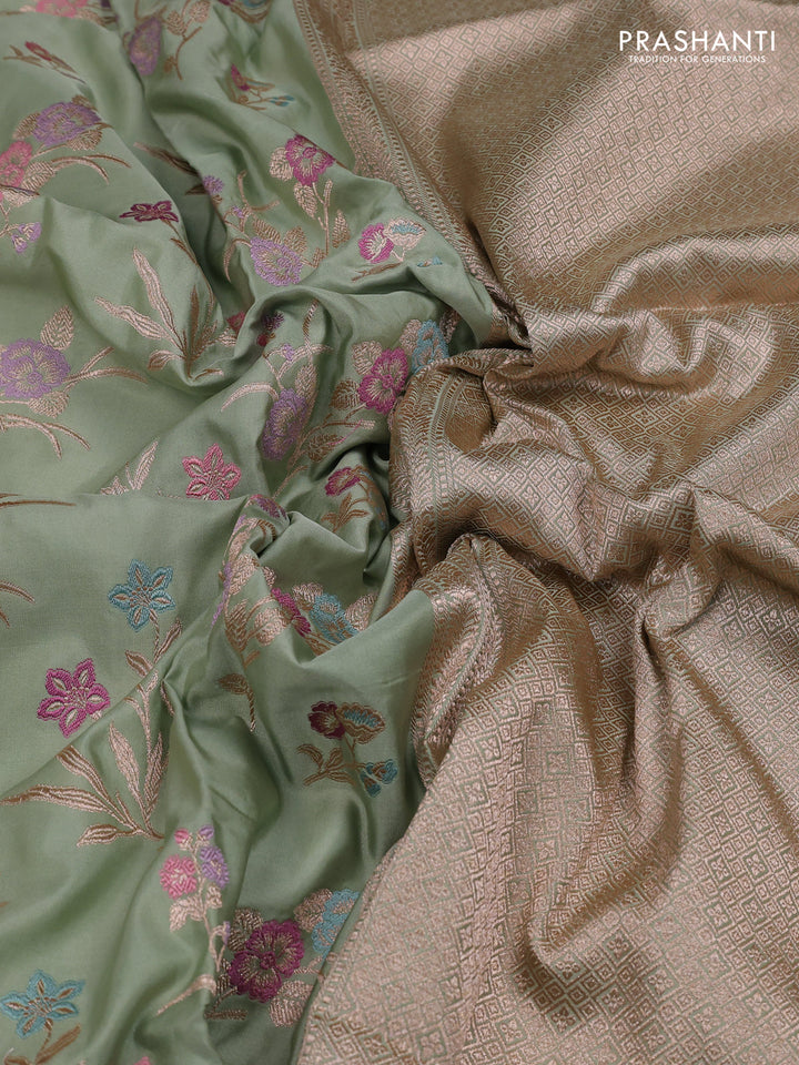 Pastel Green Banarasi Uppada Silk Saree - Brocade
