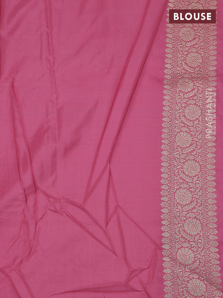 Peach Pink Banarasi Uppada Silk Saree - Brocade