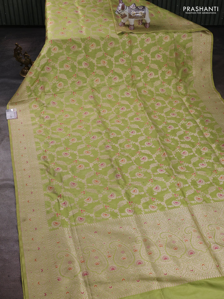 Pista Green Banarasi Uppada Silk Saree - Brocade