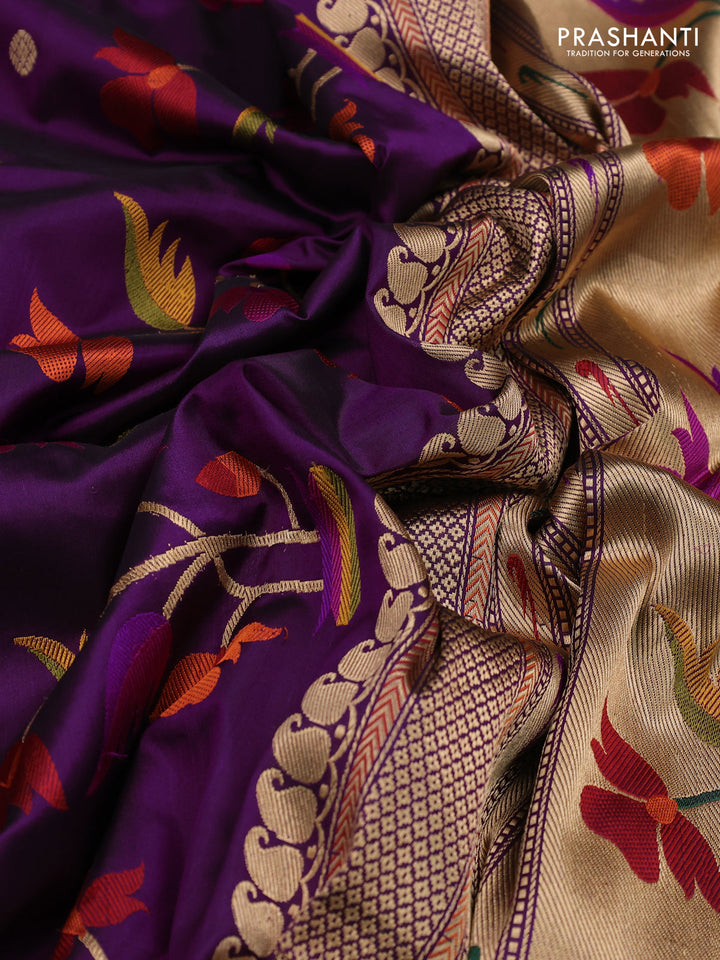 Purple Banarasi Uppada Silk Saree - Brocade
