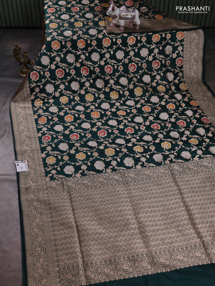 Bottle Green Banarasi Uppada Silk Saree - Brocade