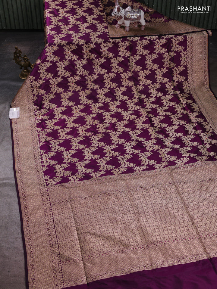 Wine Banarasi Uppada Silk Saree - Brocade