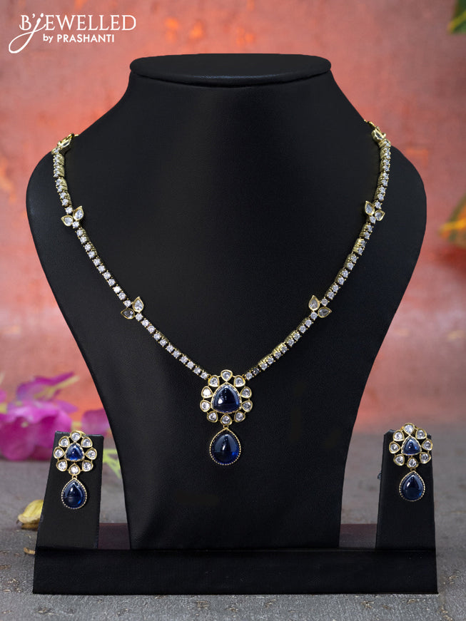 Necklace with mint sapphire & cz stones in victorian finish