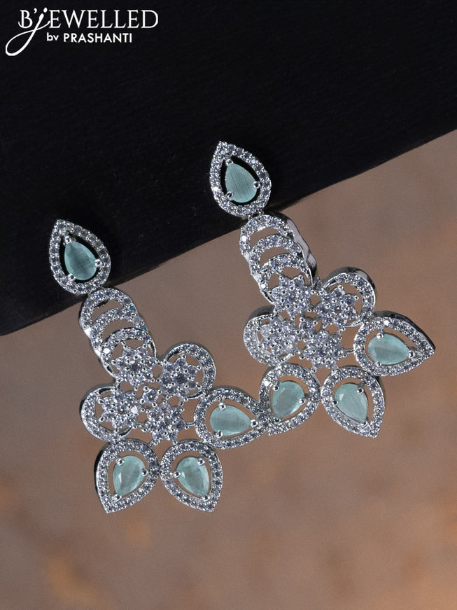 Zircon choker floral design with mint green and cz stones