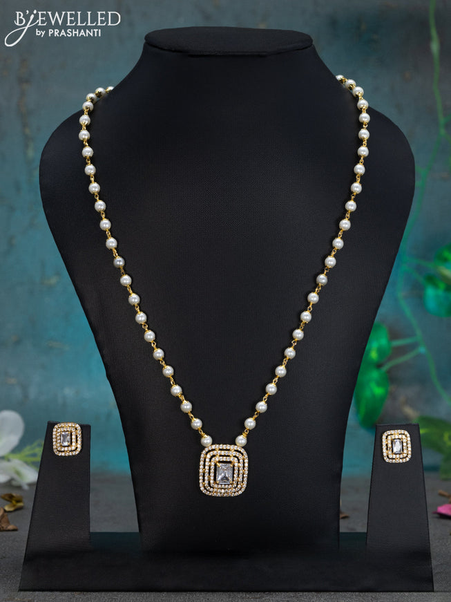 Pearl necklace with cz stones