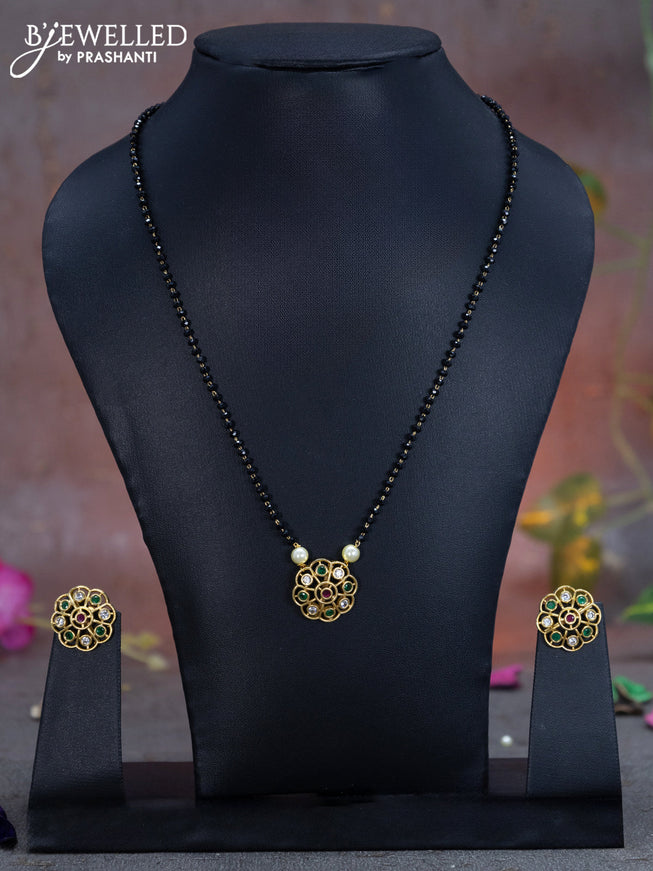 Mangalsutra with kemp and cz stones