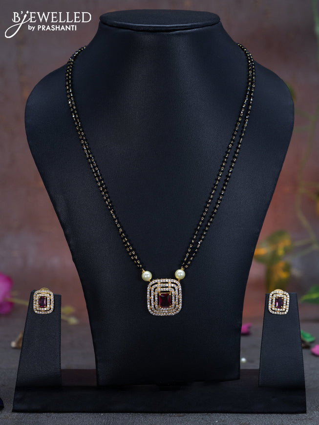 Mangalsutra double layer with ruby and cz stones