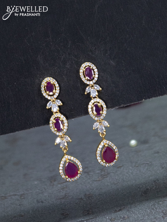 Zircon necklace with ruby and cz stones in gold finish