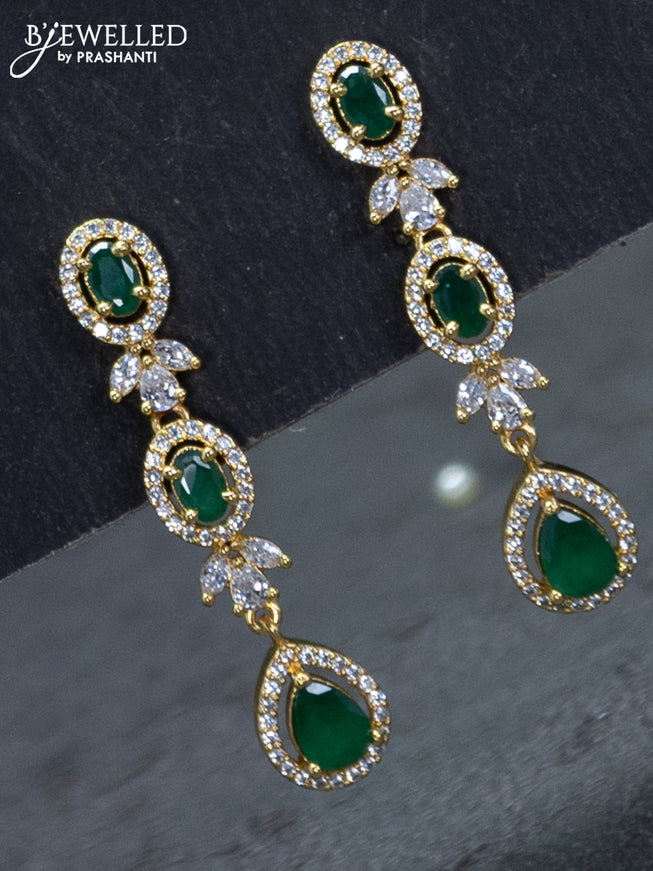 Zircon necklace with emerald and cz stones in gold finish