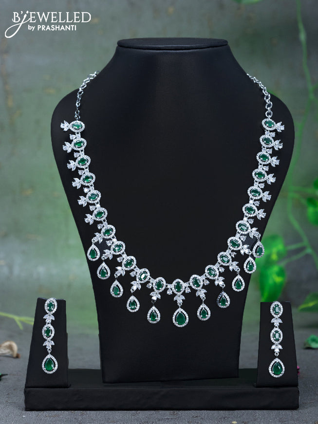 Zircon necklace with emerald and cz stones