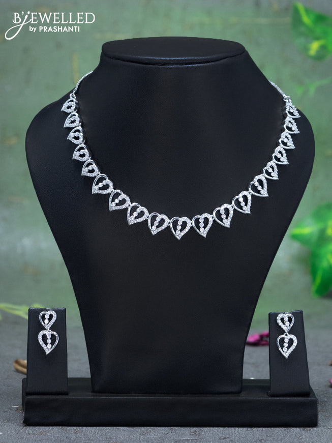 Zircon necklace heart shape with cz stones