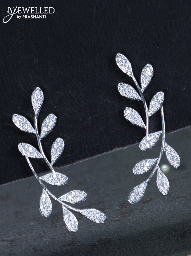 Zircon necklace leaf design with cz stones