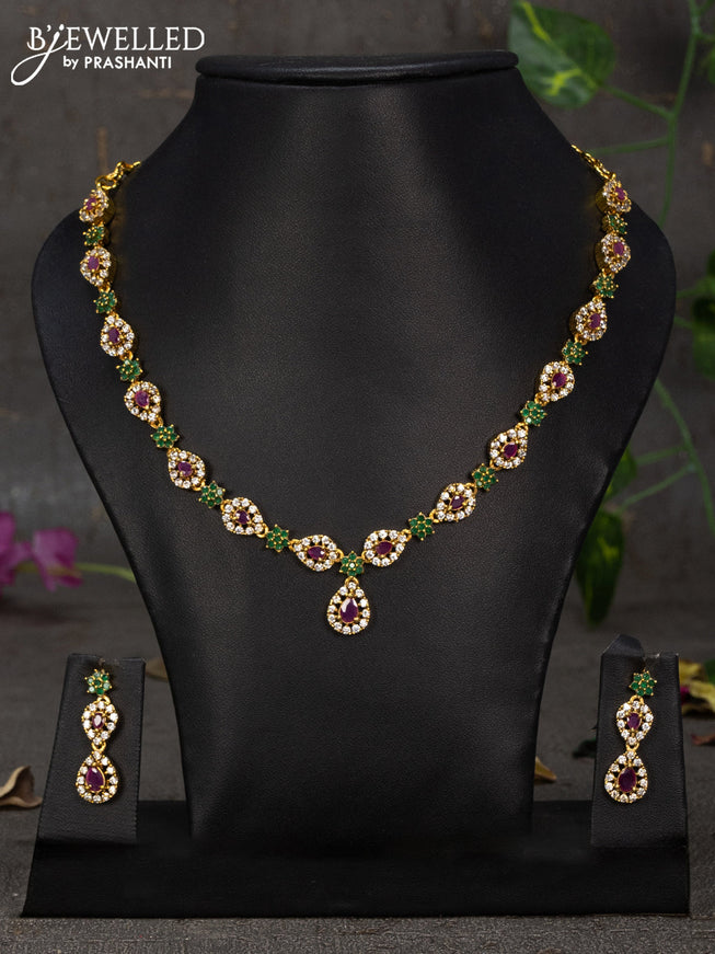 Antique necklace floral design with kemp and cz stones