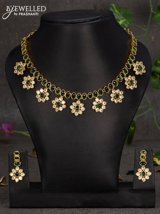Antique necklace with emerald and cz stones