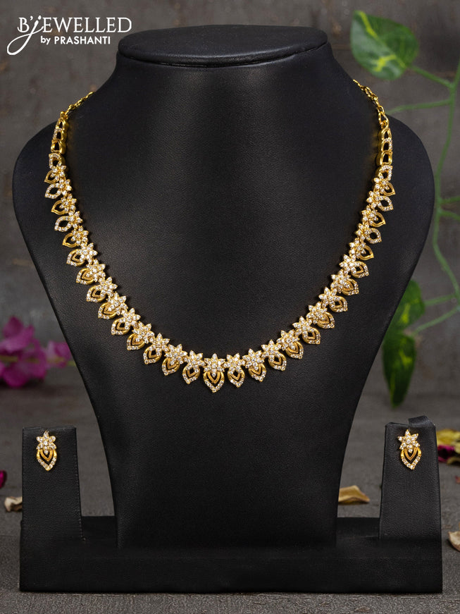 Antique necklace floral design with cz stones