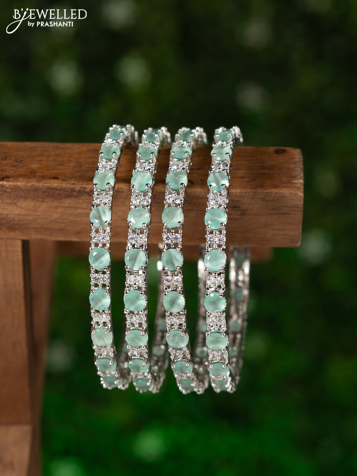 Zircon bangles with mint green and cz stones