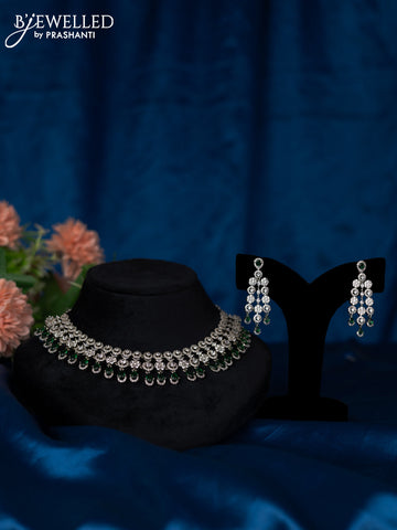 Zircon choker with emerald and cz stones