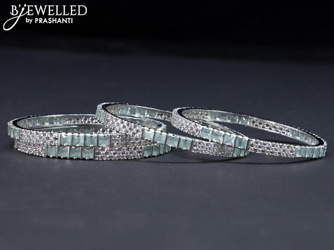Zircon bangles with mint green and cz stones - {{ collection.title }} by Prashanti Sarees