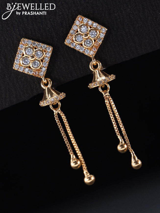 Rose gold earrings with cz stone and hangings - {{ collection.title }} by Prashanti Sarees