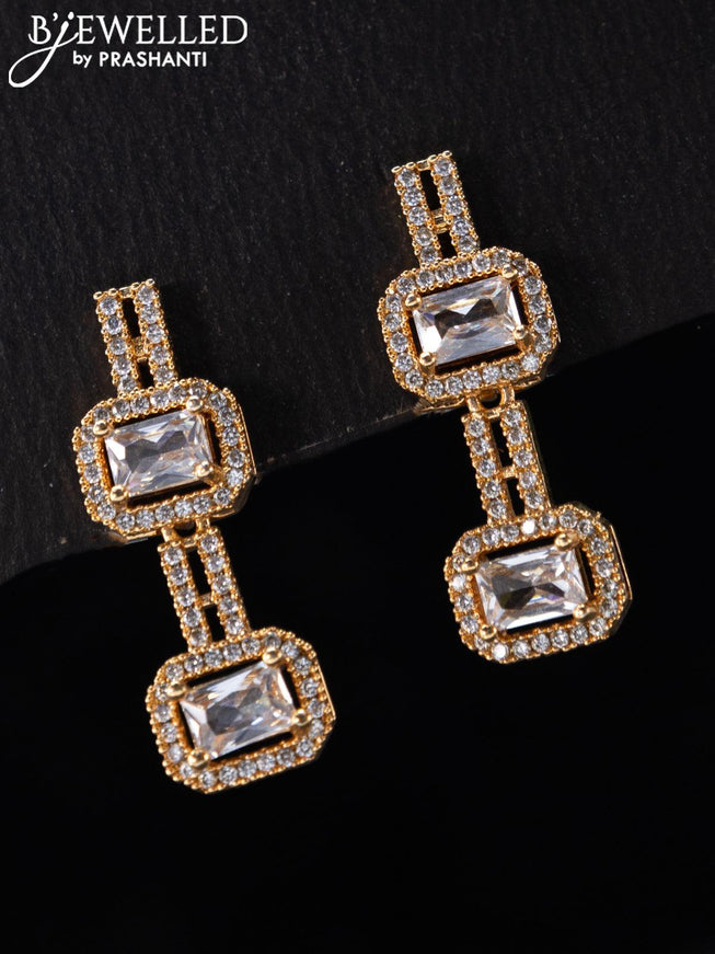 Rose gold earrings with cz stone - {{ collection.title }} by Prashanti Sarees