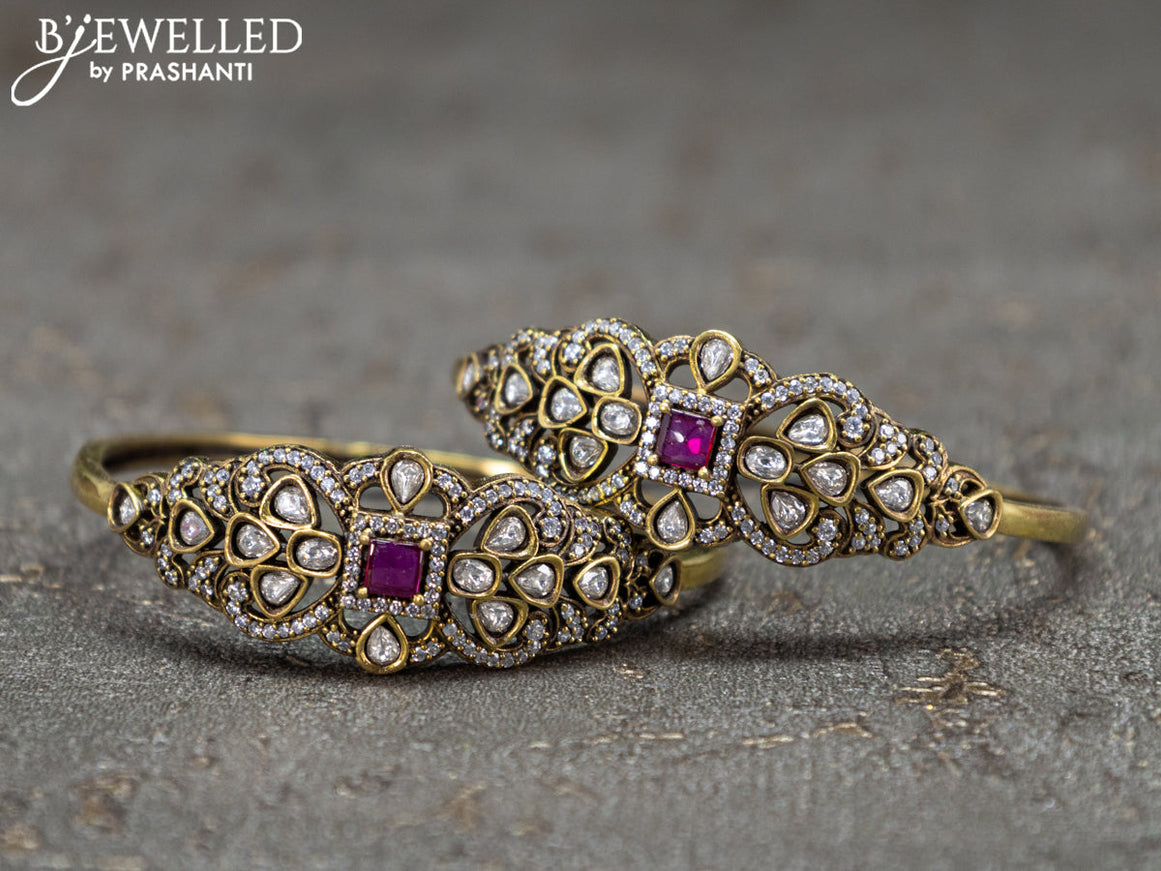 Victorian bangles with pink kemp and cz stones
