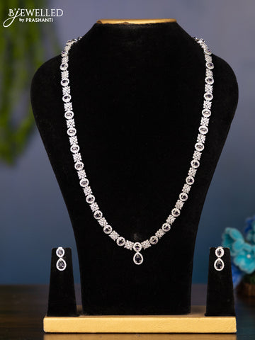 Zircon haaram in oval design with purple stones