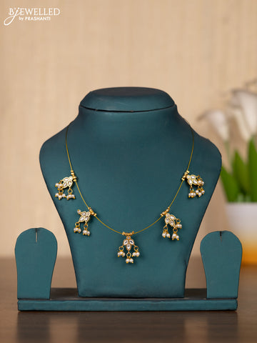 Invisible chain with kundan stones in pearl hangings without earrings