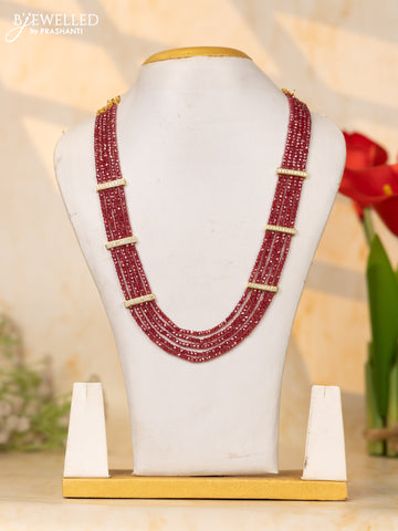 Crystal beaded maroon necklace with cz stones without earrings