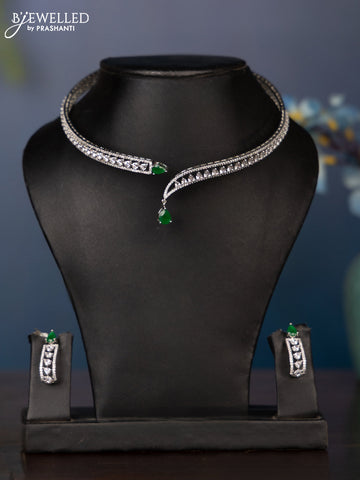 Zircon necklace kanti type necklace with cz and green stones