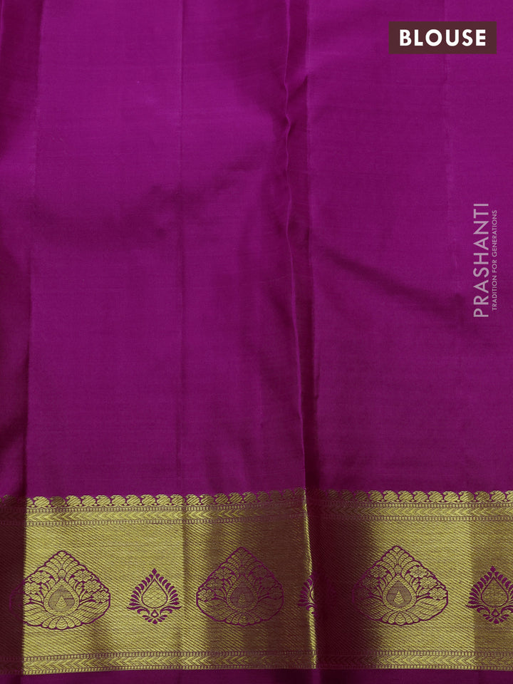 Pure Kanchipuram silk saree purple with allover zari woven veldhari weaves and zari woven border