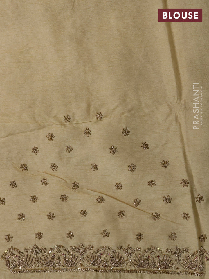 Pure Kanchipuram silk saree cream with allover zari woven brocade weaves and rich zari woven embroidery border