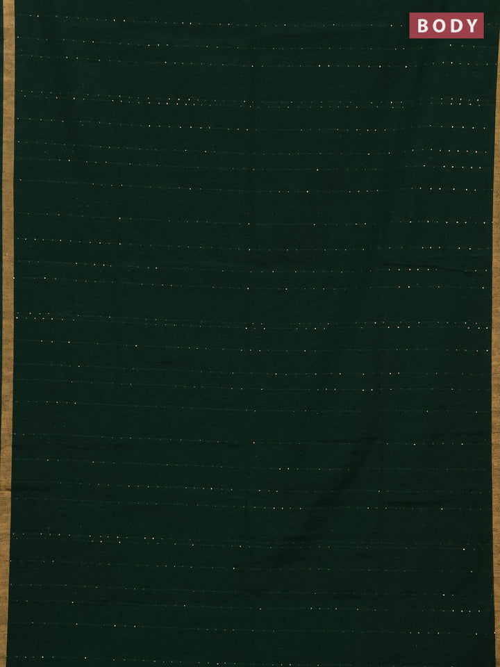 Jute silk saree bottle green with allover sequin work and jamdhani pallu