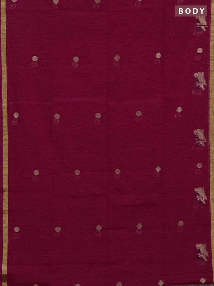 Jute silk saree pink with allover thread & zari woven buttas and zari woven border