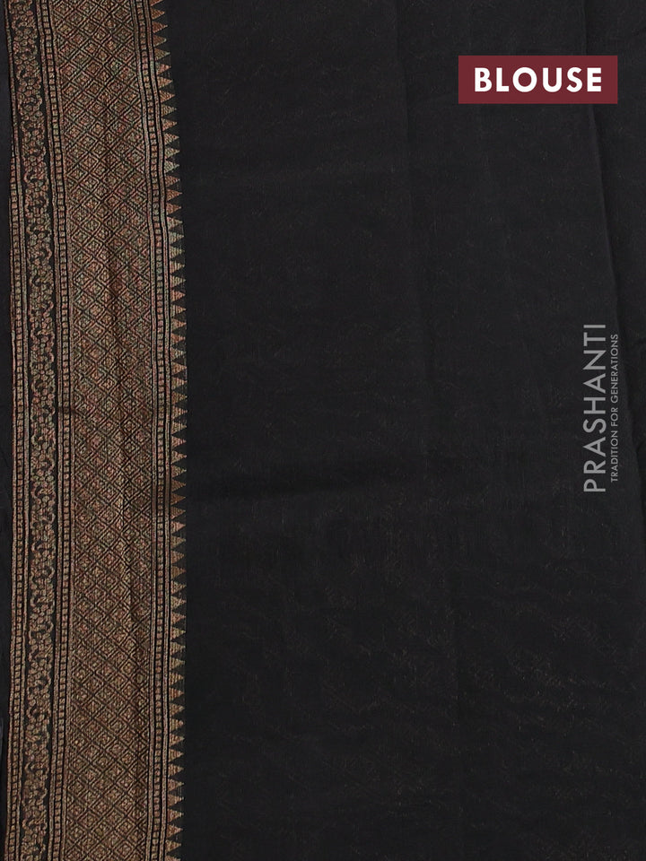 Banarasi semi tussar saree black with thread & zari woven buttas and woven border