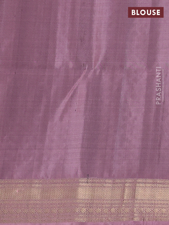 Pure soft silk saree dark green and peach pink with allover zari woven buttas and zari woven border