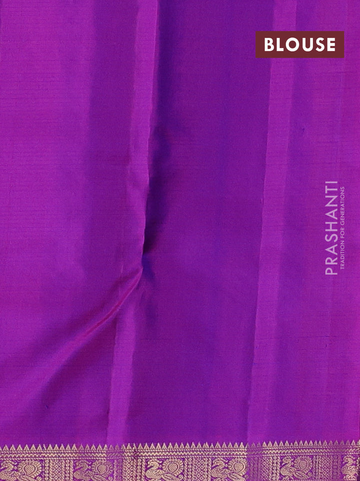 Pure soft silk saree royal blue and purple with allover zari woven brocade weaves and rettapet zari woven border