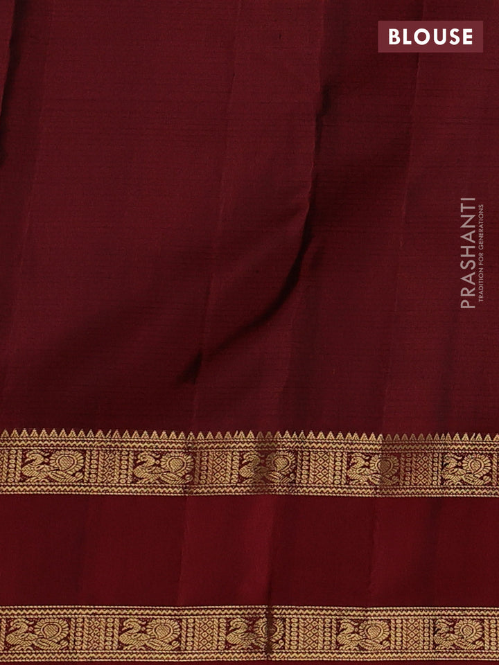 Pure soft silk saree green and maroon with allover zari woven brocade weaves and rettapet zari woven border