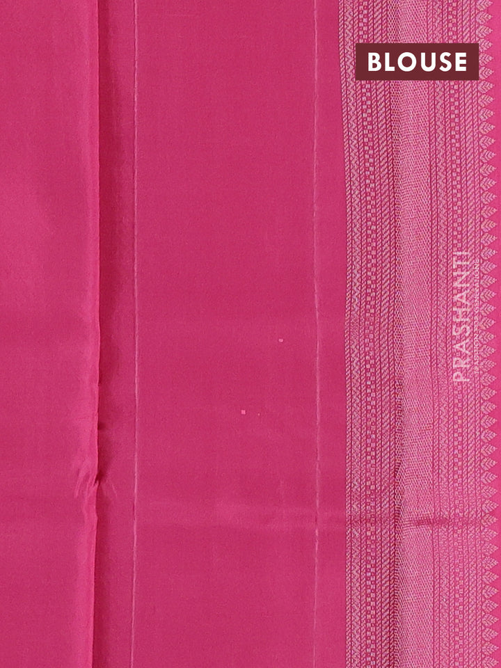 Pure soft silk saree mauve pink with allover silver zari checked pattern and long silver zari woven border