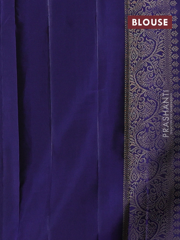 Pure soft silk saree navy blue with half & half style and long zari woven border
