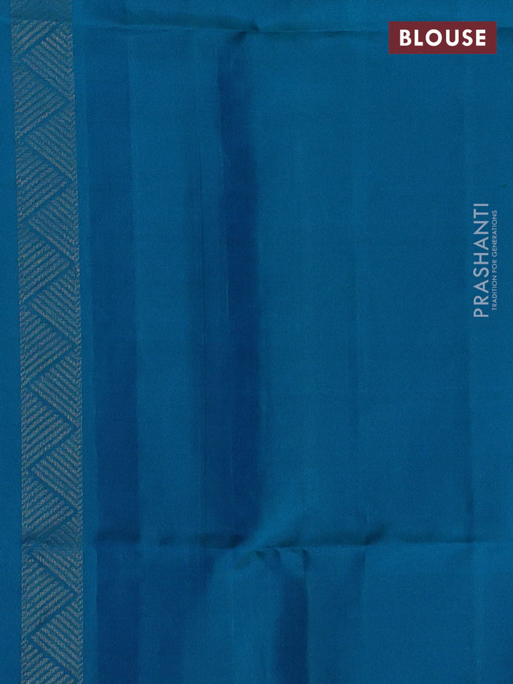 Pure soft silk saree purple and dual shade of teal bluish green with allover zari woven brocade weaves in borderless style