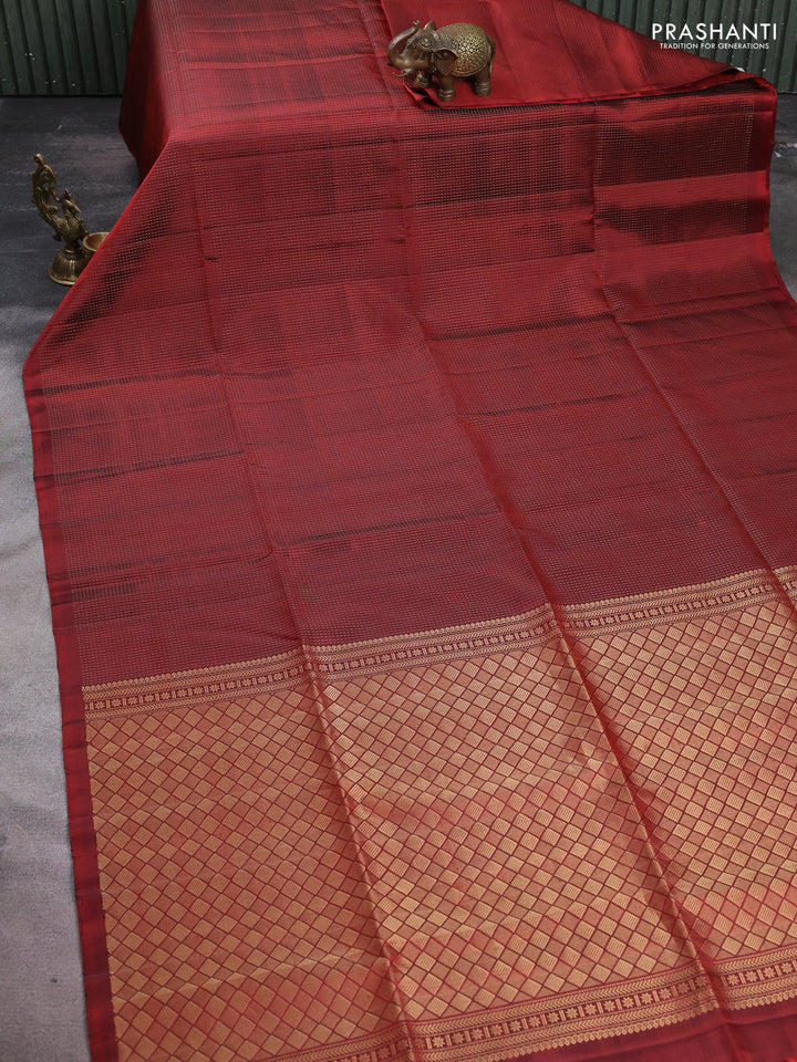 Pure soft silk saree maroon with allover zari stripe pattern in borderless style