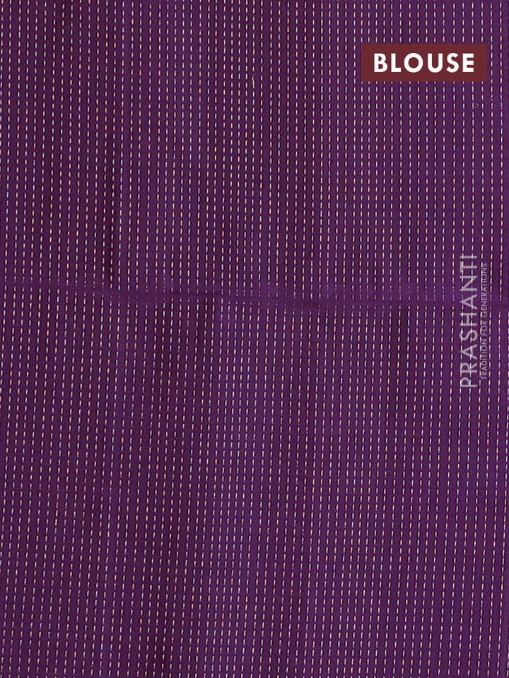 Pure soft silk saree deep purple with allover zari stripe pattern in borderless style