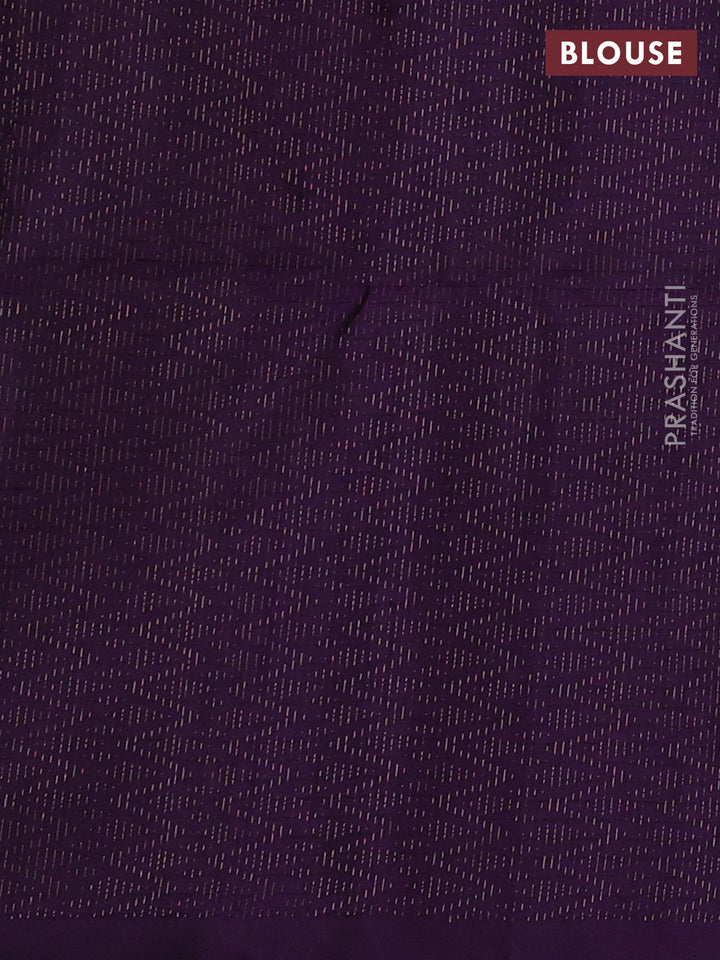 Pure soft silk saree dual shade of blu and purple with allover checked pattern & zari buttas in borderless style