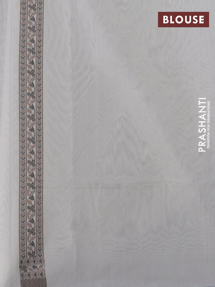 Banarasi cotton saree off white and grey with thread woven butta weaves and woven border