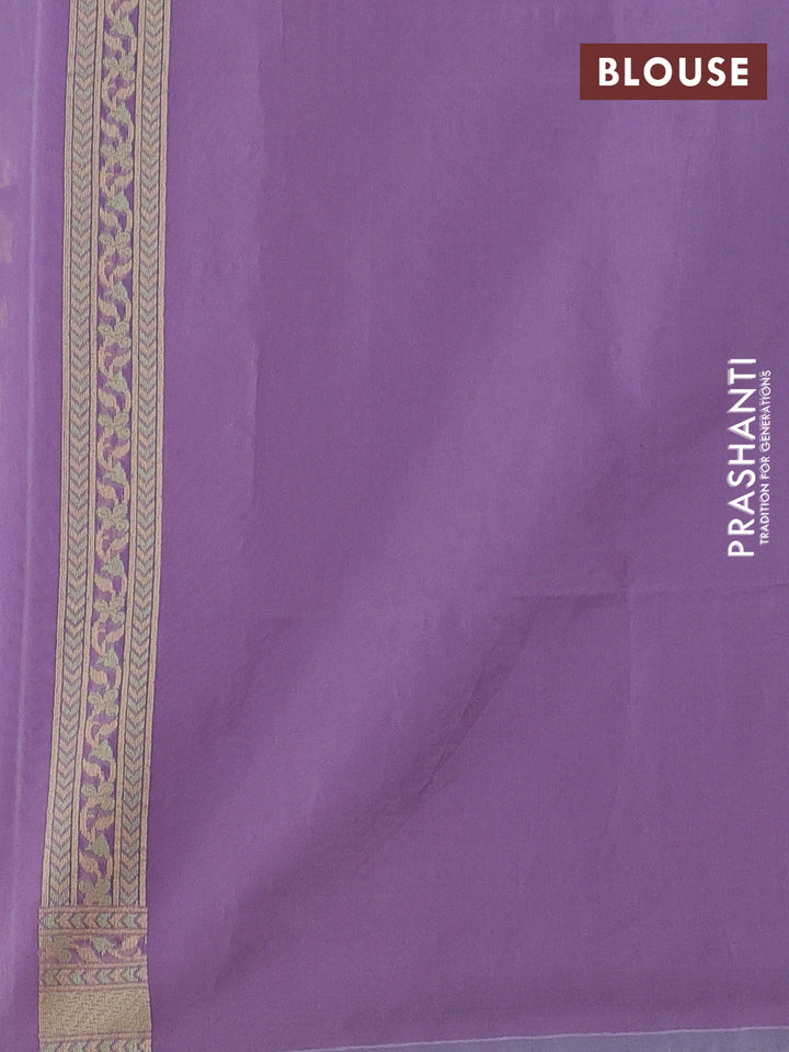 Banarasi cotton saree lavender with allover thread weaves and woven border