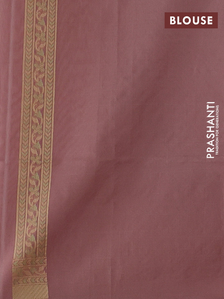 Banarasi cotton saree pastel pink with allover thread weaves and woven border