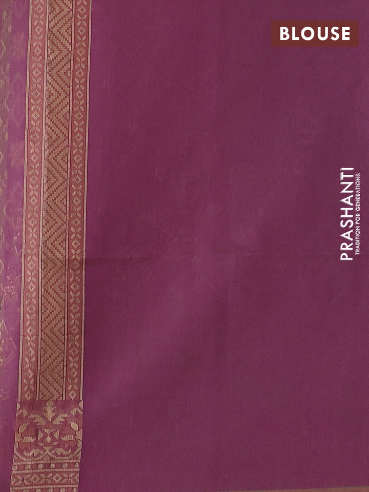 Banarasi cotton saree mauve pink with allover thread weaves and woven border