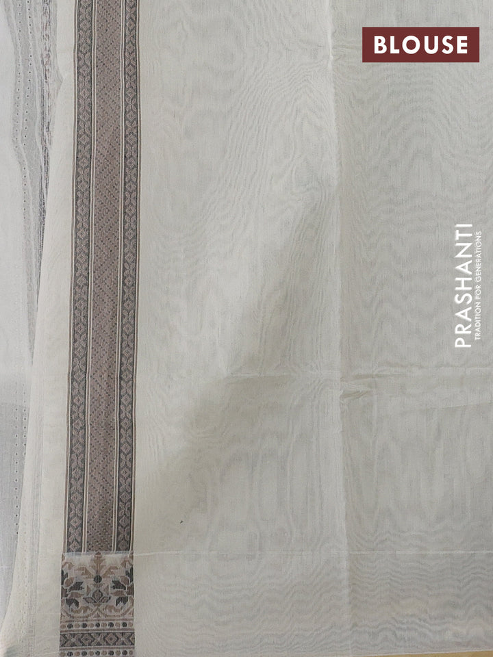 Banarasi cotton saree cream and black with allover thread weaves and woven border